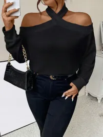 shein-czarna-bluzka-z-odkrytymi-ramionami-dlugi-rekaw-waffle-xl-68268