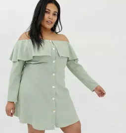 glamorous-lniana-sukienka-z-guzikami-z-przodu