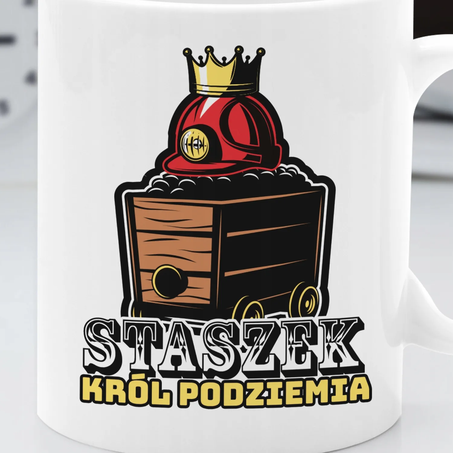 Prezent dla Górnika Barbórkę Urodziny Kubek z Nadrukiem + Imię