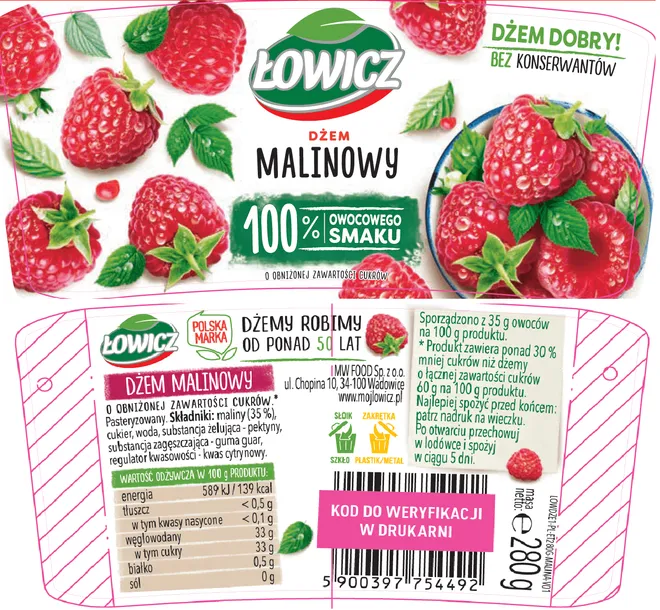 lowicz-dzem-malinowy-280-g-waga-280-g