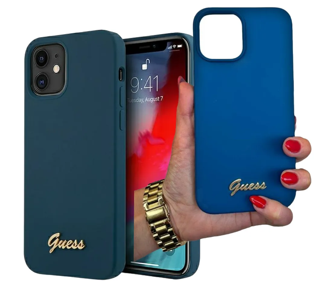 guess-metal-logo-script-iphone-12-pro-max-blue
