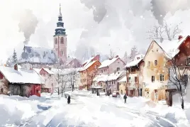 obraz-na-plotnie-canvas-polska-miasto-kamienice-ulica-kosciol-zima-120x80