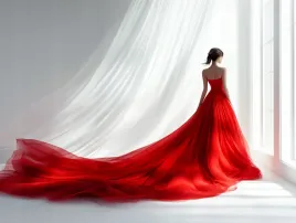 obraz-na-plotnie-canvas-kobieta-dziewczyna-czerwien-biel-suknia-moda-100x75