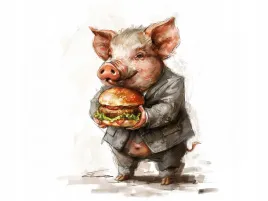 obraz-na-plotnie-canvas-grafika-swinia-swinka-prosiak-hamburger-100x75