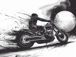 obraz-na-plotnie-canvas-grafika-rysunek-motor-motocykl-ksiezyc-bandw-100x75
