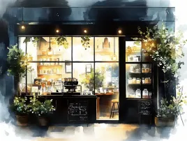 obraz-na-plotnie-canvas-miasto-kawiarnia-sklep-kafejka-cafe-witryna-100x75