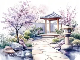 obraz-na-plotnie-canvas-akwarela-japonia-ogrod-wisnia-sakura-kwiaty-100x75