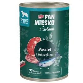 mokra-karma-dla-psa-pasztet-tunczyk-i-ziola-pan-miesko-hipoalergiczna-400g
