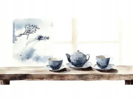obraz-na-plotnie-canvas-japandi-orient-herbata-filizanki-imbryk-okno-80x60