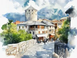 obraz-na-plotnie-canvas-miasto-bosnia-hercegowina-mostar-starowka-80x60