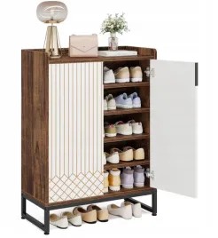 nowoczesna-szafka-na-buty-drewniana-5-poziomowa-metalowa-rama