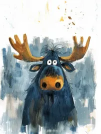 obraz-na-plotnie-canvas-portret-zabawny-niebieski-los-renifer-rogacz-60x80
