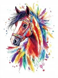 obraz-na-plotnie-canvas-grafika-kon-portret-piora-boho-splash-art-60x80