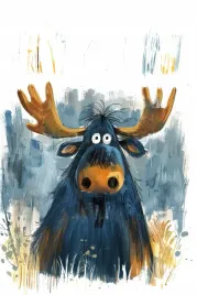 obraz-na-plotnie-canvas-portret-zabawny-niebieski-los-renifer-rogacz-40x60
