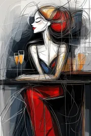 obraz-na-plotnie-canvas-portret-kobieta-szampan-spotkanie-art-deco-40x60