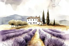 obraz-na-plotnie-canvas-pejzaz-toskania-wlochy-dom-lawenda-widok-60x40