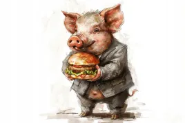 obraz-na-plotnie-canvas-grafika-swinia-swinka-prosiak-hamburger-60x40