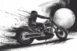 obraz-na-plotnie-canvas-grafika-rysunek-motor-motocykl-ksiezyc-bandw-60x40