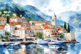 obraz-na-plotnie-canvas-chorwacja-dalmacja-morze-gory-marina-deptak-60x40