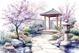 obraz-na-plotnie-canvas-akwarela-japonia-ogrod-wisnia-sakura-kwiaty-60x40