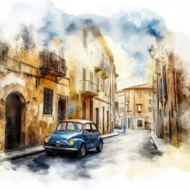 obraz-na-plotnie-canvas-miasto-miasteczko-uliczka-samochod-auto-80x80