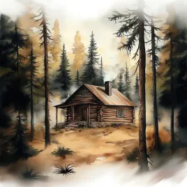 obraz-na-plotnie-canvas-pejzaz-las-domek-chatka-ustronie-spokoj-80x80