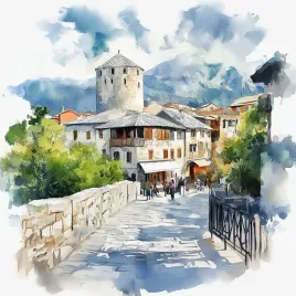 obraz-na-plotnie-canvas-miasto-bosnia-hercegowina-mostar-starowka-80x80