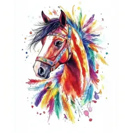obraz-na-plotnie-canvas-grafika-kon-portret-piora-boho-splash-art-80x80