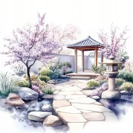 obraz-na-plotnie-canvas-akwarela-japonia-ogrod-wisnia-sakura-kwiaty-80x80