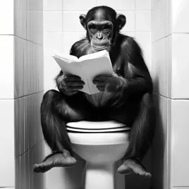 obraz-na-plotnie-canvas-malpa-szympans-toaleta-wc-ksiazka-humor-foto-80x80