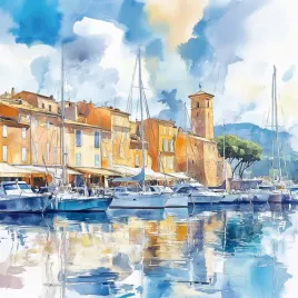 obraz-na-plotnie-canvas-lazurowe-wybrzeze-saint-tropez-marina-jachty-40x40