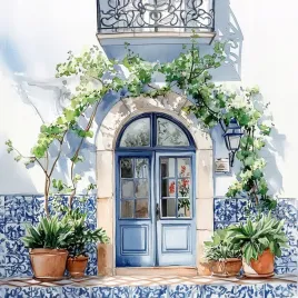 obraz-na-plotnie-canvas-architektura-dom-drzwi-azulejos-ceramika-40x40