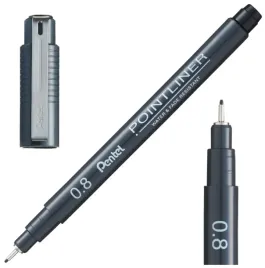 cienkopis-czarny-kreslarski-kalibrowany-precyzyjny-pentel-pointliner-08-mm