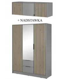szara-wysoka-szafa-155cm-nadstawka-lamele-lustro-h-250cm-nela-od-reki