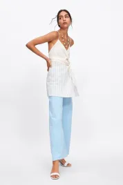 zara-kremowy-bawelniany-top-tunika-na-ramiaczkach-w-paski-twist-xl-98251
