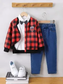 shein-3pak-spodnie-jeansowe-koszula-z-muszka-cienka-kurtka-w-krate-4y-00801