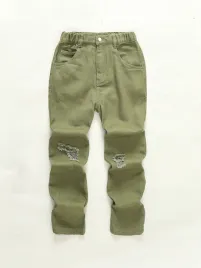 shein-zielone-jeansowe-spodnie-z-gumka-w-pasie-przetarcia-11y-24634