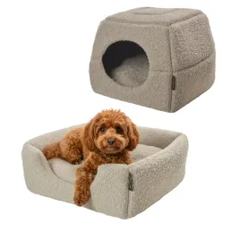legowisko-brazowe-dla-psa-kota-budka-2w1-s-domek-38x38cm-poslanie-antyposli