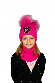 czapka-zimowa-dla-dziewczynki-komin-zestaw-pompon-mini-miki-cyrkonie-roz