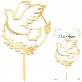 topper-na-tort-komunia-swieta-golab-golabek-toper-zloty-lustrzany