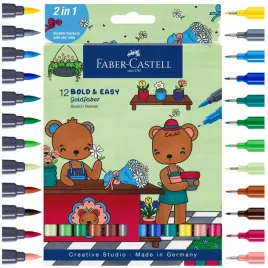 faber-castell-flamastry-markery-dwustronne-do-szkicowania-goldfaber-12-kol