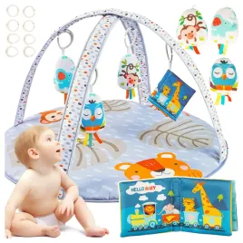 mata-edukacyjna-tummy-time-sensoryczna-lesna-z-palakami-dla-niemowlat-2w1