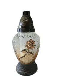 znicz-szron-pomaranczowy-z-zlota-roza-25-cm