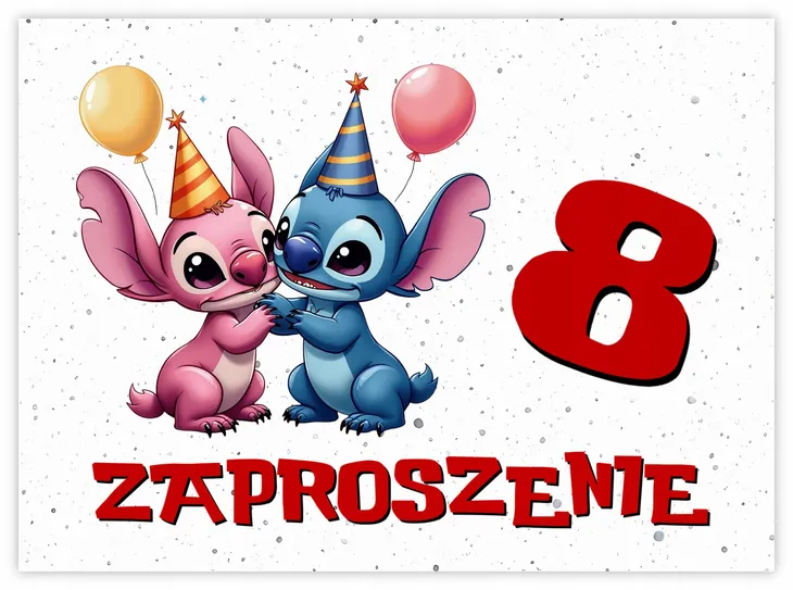 ZAPROSZENIA NA 8 URODZINY ÓSME Lilo i Stich Stitch Latek + KOPERTA