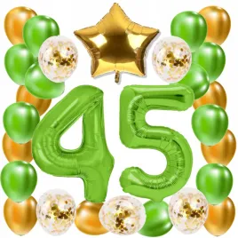 zestaw-balony-45-urodziny-zielony-zloty-limonkowy-45-rocznica-slubu-100-cm