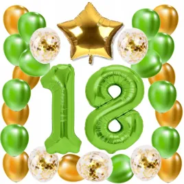 zestaw-balony-18-urodziny-zielony-zloty-limonkowy-18-rocznica-slubu-100-cm