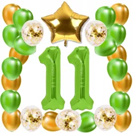 zestaw-balony-11-urodziny-zielony-zloty-limonkowy-11-rocznica-slubu-100-cm