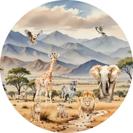 naklejka-na-scianei-safari-dzikie-zwierzeta-afryki-lew-slon-zyrafa-100cm