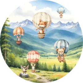 naklejka-na-sciane-dla-dzieci-urocze-zwierzatka-w-balonach-nad-lasem-100cm