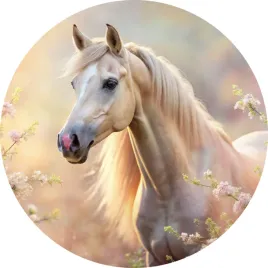 naklejka-na-sciane-piekny-kon-palomino-w-otoczeniu-kwitnacych-kwiatow-100cm